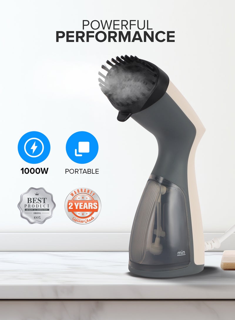 GEEPAS Handheld Garment Steamer- GGS25018/ 1000 W, Easy to Use, Suitable for all Kinds of Fabric and Safe for Delicate Fabrics/ with Steam Control Button and Brush Accessory, Detachable Water Tank 140 ml Capacity 140 ml 1000 W GGS25018 white - Image 2