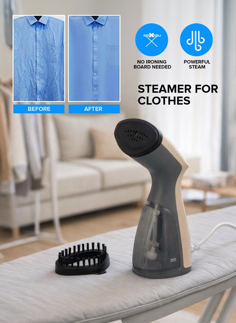 GEEPAS Handheld Garment Steamer- GGS25018/ 1000 W, Easy to Use, Suitable for all Kinds of Fabric and Safe for Delicate Fabrics/ with Steam Control Button and Brush Accessory, Detachable Water Tank 140 ml Capacity 140 ml 1000 W GGS25018 white - Image 4