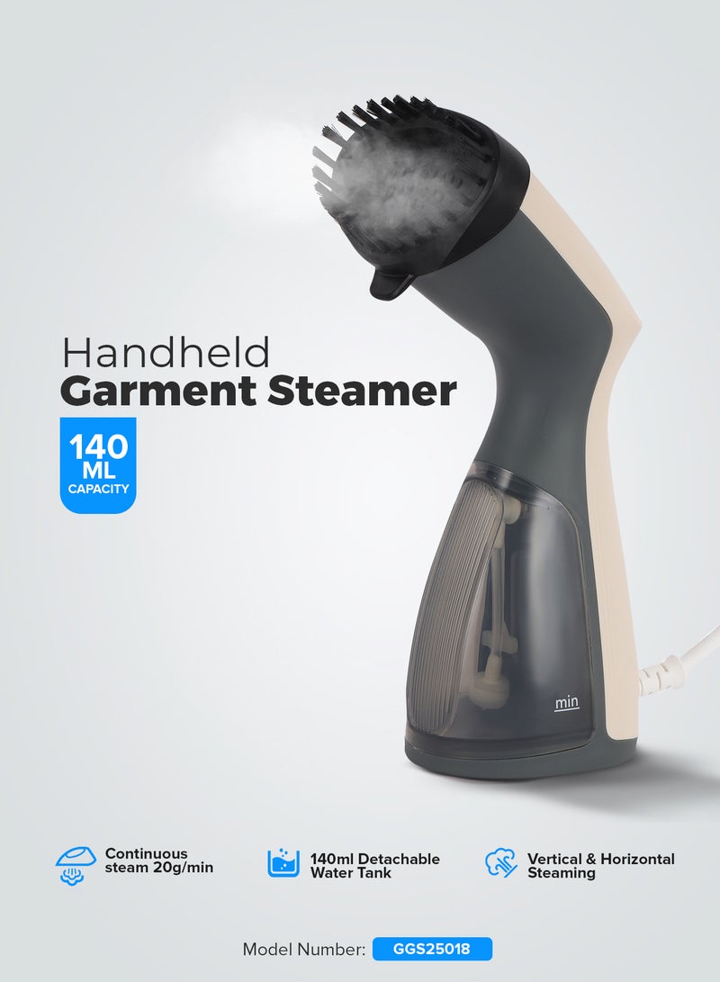 GEEPAS Handheld Garment Steamer- GGS25018/ 1000 W, Easy to Use, Suitable for all Kinds of Fabric and Safe for Delicate Fabrics/ with Steam Control Button and Brush Accessory, Detachable Water Tank 140 ml Capacity 140 ml 1000 W GGS25018 white - Image 1