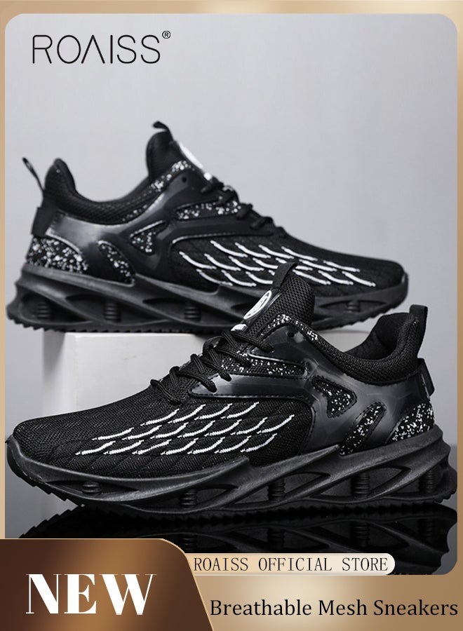 roaiss New Men Lace up Front Letter Running Shoes Sneakers Sport Outdoor Non slip Shoes INS Trendy Casual Lightweight Comfy Men Walking Shoes for Young Men Teenagers Spring and Summer Colorblock Sneakers - Image 1