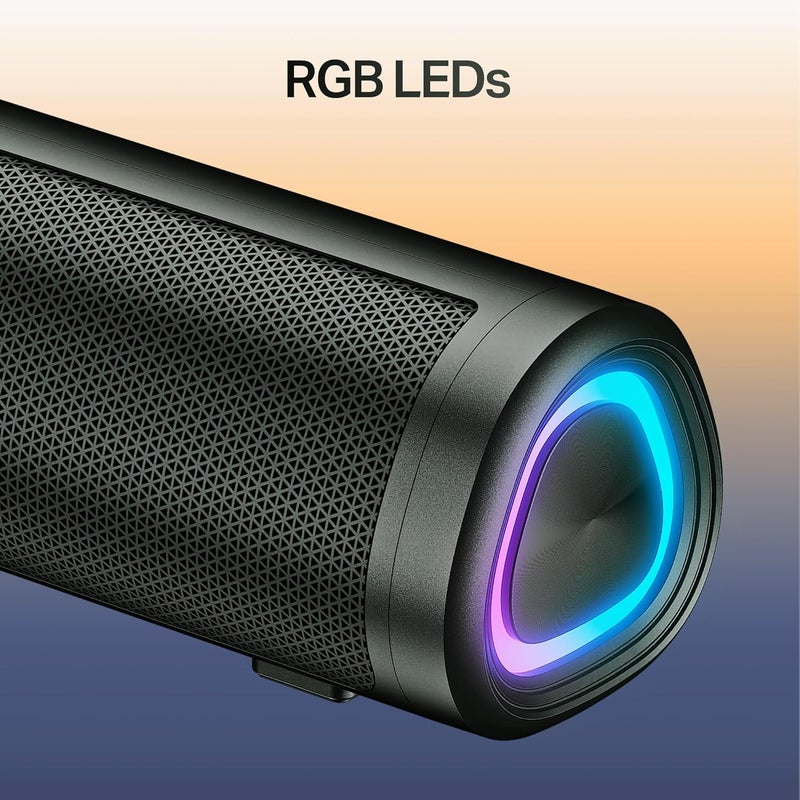 boAt 2025 Launch Aavante 2.0 150, 2.0 CH, 16W Signature Sound, RGB LEDs, Dual Full-Range Drivers, Upto 5H Battery, TWS, Multi Ports, Bluetooth Sound bar, Home Theatre Soundbar Speaker (Premium Black) - Image 5