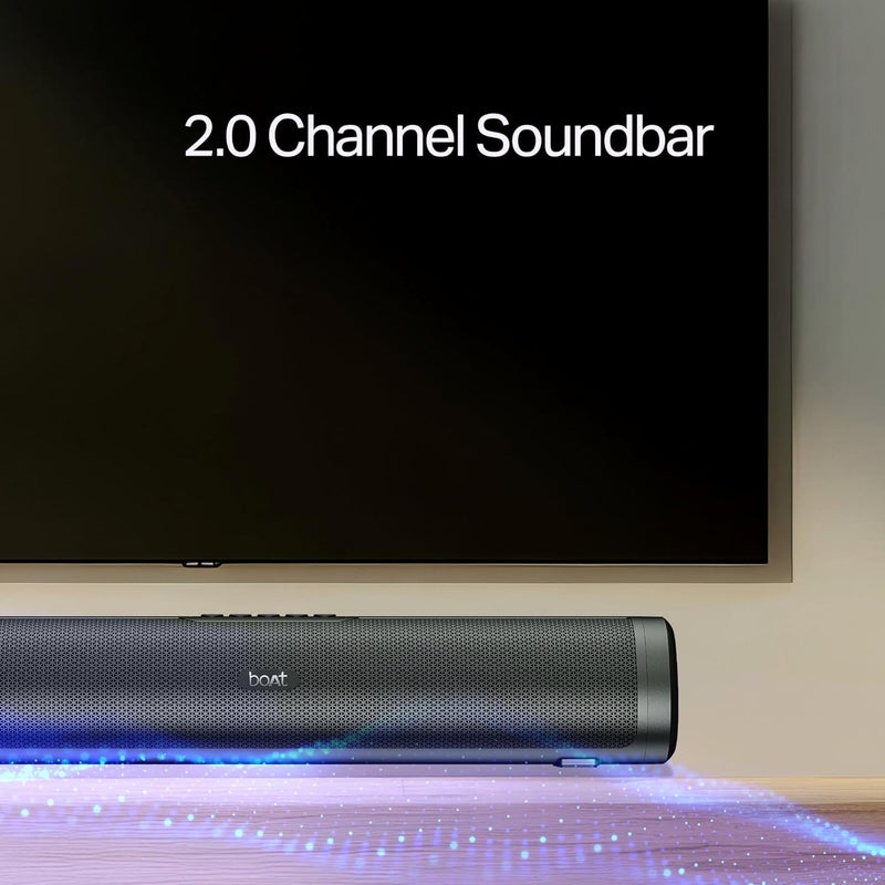 boAt 2025 Launch Aavante 2.0 150, 2.0 CH, 16W Signature Sound, RGB LEDs, Dual Full-Range Drivers, Upto 5H Battery, TWS, Multi Ports, Bluetooth Sound bar, Home Theatre Soundbar Speaker (Premium Black) - Image 3