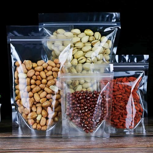 GREENTWISH Polyethylene Transparent Standup Zipper Pouch|Reusable Ldpe Zip Lock Bag For Food Storage|Product Packing Pouch|Clear Zip Seal Pouch For Travel And Home Use|Size: 5 X 8 Inch (50 Pcs) - Image 1