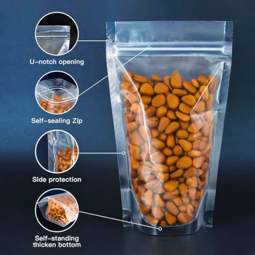 GREENTWISH Polyethylene Transparent Standup Zipper Pouch|Reusable Ldpe Zip Lock Bag For Food Storage|Product Packing Pouch|Clear Zip Seal Pouch For Travel And Home Use|Size: 5 X 8 Inch (50 Pcs) - Image 3