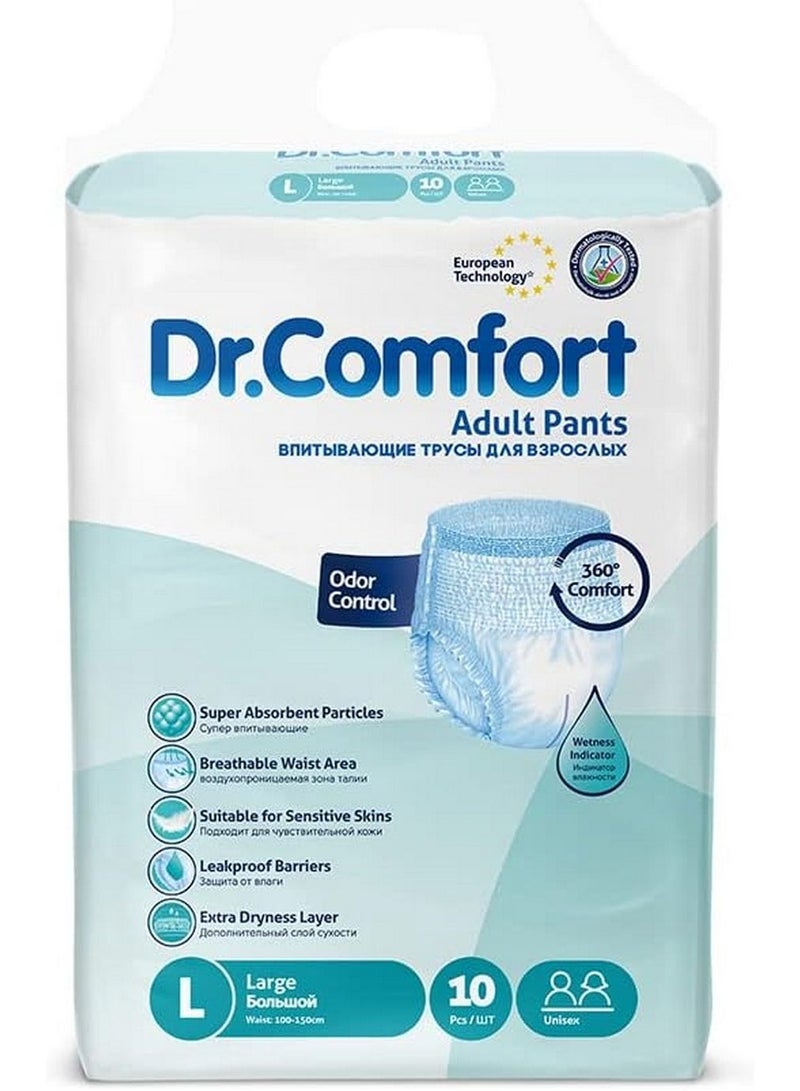 دكتور_كومفورت حفاضات كبيرة للكبار مقاس الخصر 100-150 سم 10 قطع - Image 1