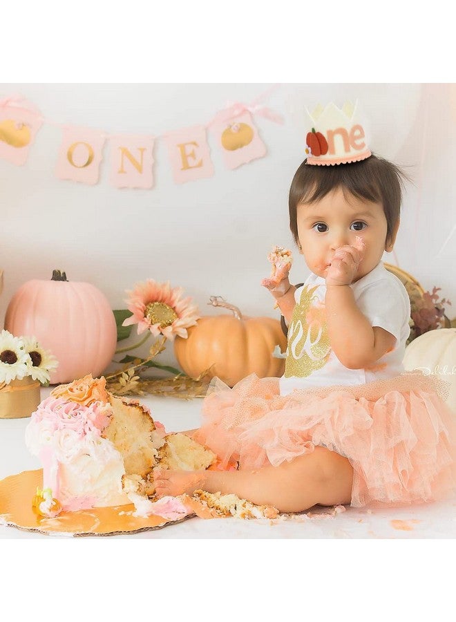 Agkvw Little Pumpkin 1St Birthday Crown Floral Pumpkin Birthday Crown Pumpkin Birthday Decorations Baby Girls First Birthday Hat Cake Smash Photo Props - Image 2