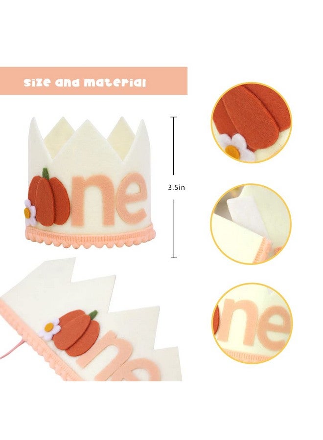 Agkvw Little Pumpkin 1St Birthday Crown Floral Pumpkin Birthday Crown Pumpkin Birthday Decorations Baby Girls First Birthday Hat Cake Smash Photo Props - Image 3