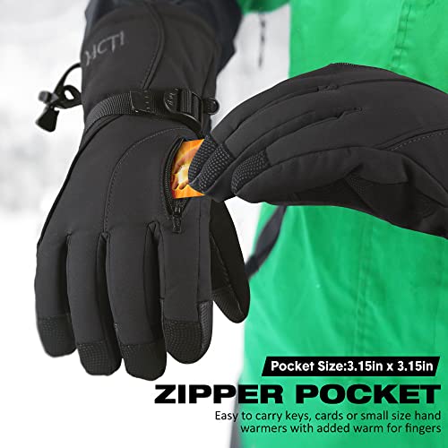 MCTi Waterproof Mens Ski Gloves Winter Warm 3M Thinsulate Snowboard Snowmobile Cold Weather Gloves Black Medium - Image 4
