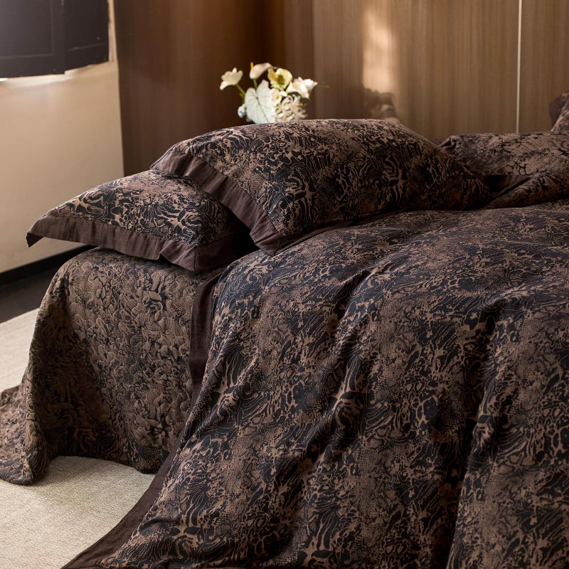 mixinni Duvet Cover Set Queen, Vintage Opulence Yarn-Dyed Jacquard Double-Layer Cotton Comforter Cover with Wide Corner Design, Retro Art Pattern Bedding Set with 2 Pillowcases for Men & Women - Image 4