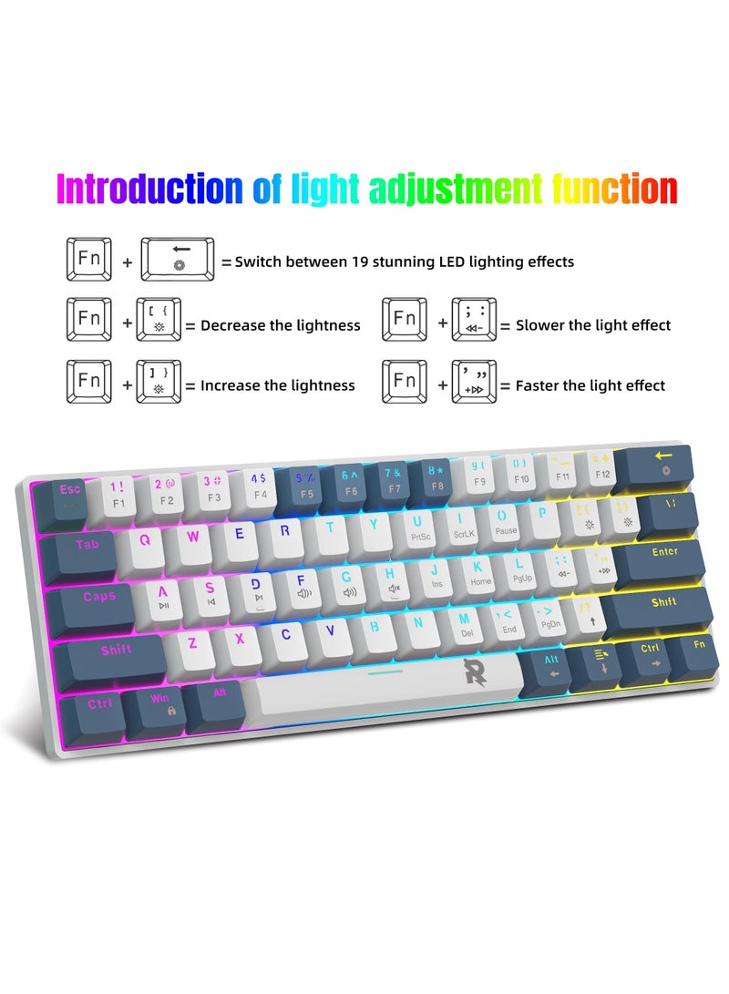 Rock Pow Gaming Combo 60% Mechanical Wired Gaming Keyboard RGB Gaming Mice Ergonomic Ultralight 8000DPI Mouse 61keys RGB Backlit Mini Keyboard for PC/Mac Gamer,Typist,Trip Bundle for PC Gamer Red Switch - Image 4