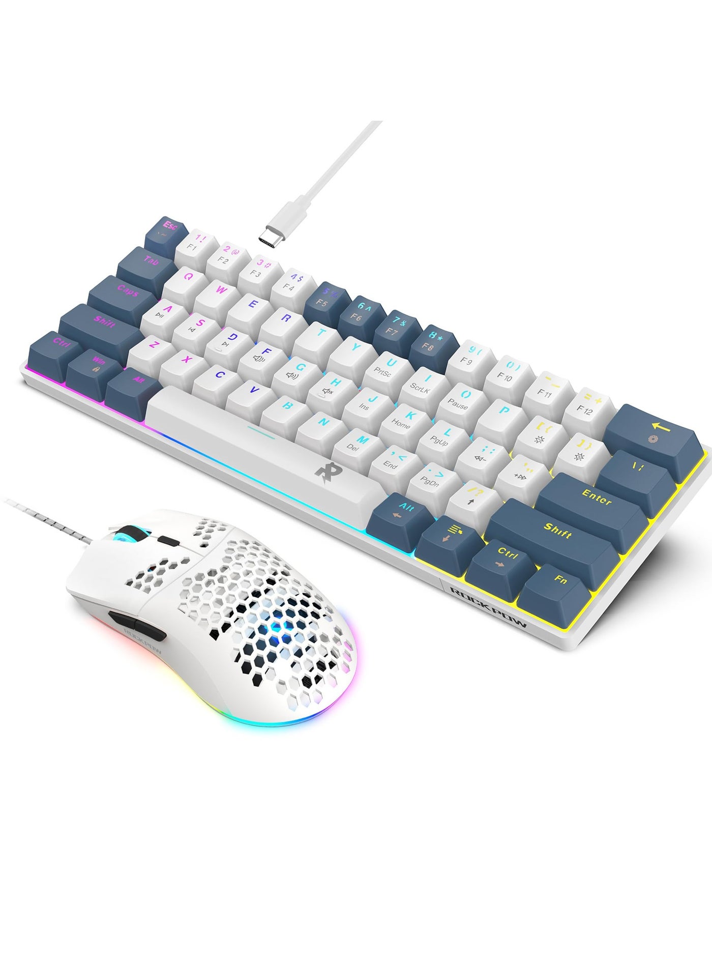 Gaming Combo 60% Mechanical Wired Gaming Keyboard RGB Gaming Mice Ergonomic Ultralight 8000DPI Mouse 61keys RGB Backlit Mini Keyboard for PC/Mac Gamer,Typist,Trip Bundle for PC Gamer Red Switch