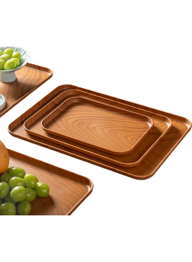 Caizhi Rectangular Tray Chinese Tea Tray Household Water Cup Tea Cup Fruit Tray Drainage Tray Imitation Wood Grain Medium Size Cz6216 - Image 3