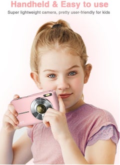 Generic Digital Camera, FHD 1080P Kids Camera, 44MP Point and Shoot Digital Cameras with 32GB Memory Card and Two Batteries, 16X Zoom , Lanyard, Compact Size Camera, Gift for Boys/Girls (Pink)  - Image 3
