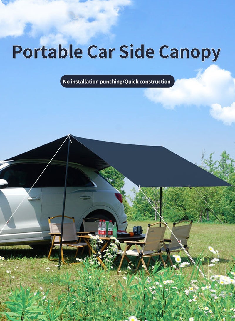 LEOKOR Camping Tarp 200x300CM with Poles, Portable Camping Awning, Waterproof Tear-Resistant Camping Canopy, UPF50+ Sunshade Outdoor Shelter - Image 2