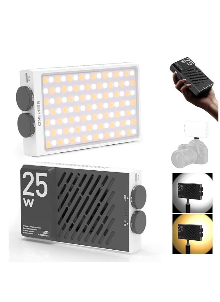Zhiyun ZHIYUN CINEPEER CM25 25W LED Video Light [Official], Pocket-Sized Mini Portable Photography Light on Camera, Dimmable 2700K-6200K•CRI≥96•TLCI≥97,Built-in 2*2000mAh Rechargeable Batteries, PD Charging  - Image 1