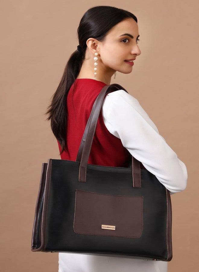 ROSS BROWN Women's Elegant Tote Bag | Fits up to 12-inch Laptop | Ladies Purse | Handbags for women (Black) - Image 2