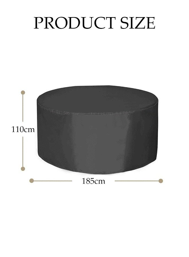 DUNISO Patio Furniture Covers, Outdoor Furniture Cover，Round outdoor table and chair cover， Waterproof，Windproof, Dustproof, UV Resistant Outdoor Table and Chair Covers，185*110CM,Black  - Image 3