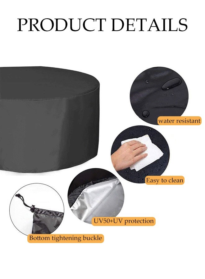 DUNISO Patio Furniture Covers, Outdoor Furniture Cover，Round outdoor table and chair cover， Waterproof，Windproof, Dustproof, UV Resistant Outdoor Table and Chair Covers，185*110CM,Black  - Image 4