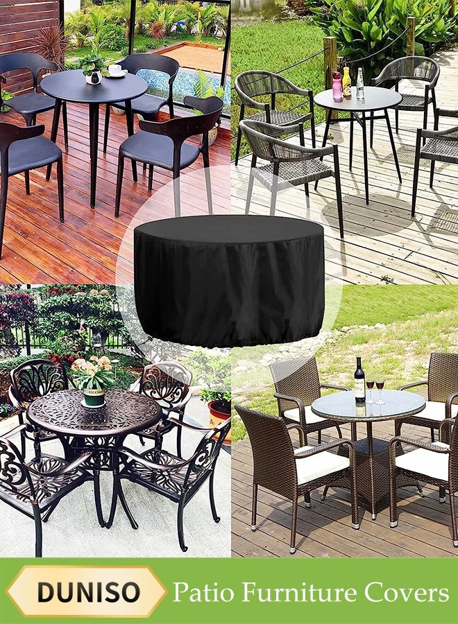 DUNISO Patio Furniture Covers, Outdoor Furniture Cover，Round outdoor table and chair cover， Waterproof，Windproof, Dustproof, UV Resistant Outdoor Table and Chair Covers，185*110CM,Black  - Image 2