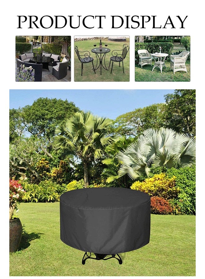 DUNISO Patio Furniture Covers, Outdoor Furniture Cover，Round outdoor table and chair cover， Waterproof，Windproof, Dustproof, UV Resistant Outdoor Table and Chair Covers，185*110CM,Black  - Image 1