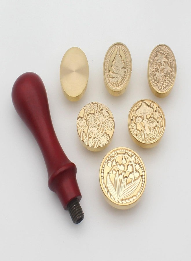 Andotopee Wax Seal Stamp Kit, 6 Pcs Wax Seal Stamp Head 1 Wooden Hilt Letter Wax Seal Kit, Sealing Wax Stamp Seal Set Include Lily/Daisy/Mushroom/Oval Blank Envelope Sealing Wax Stamps for Wedding Invitation - Image 5