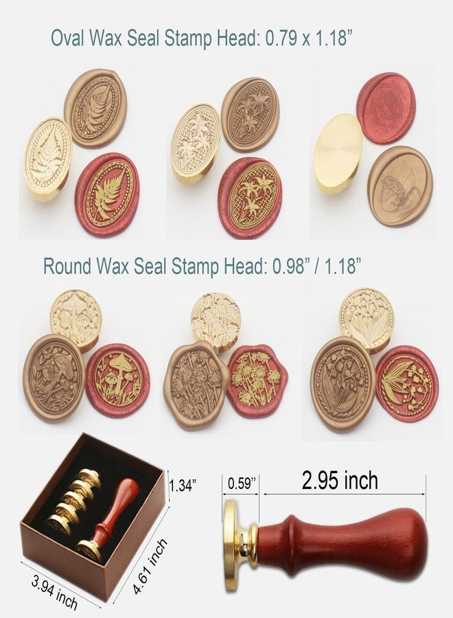 Andotopee Wax Seal Stamp Kit, 6 Pcs Wax Seal Stamp Head 1 Wooden Hilt Letter Wax Seal Kit, Sealing Wax Stamp Seal Set Include Lily/Daisy/Mushroom/Oval Blank Envelope Sealing Wax Stamps for Wedding Invitation - Image 4