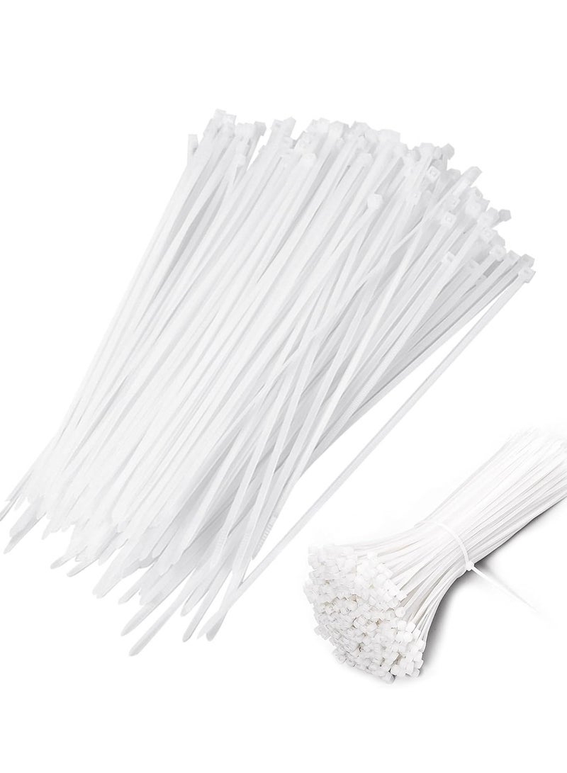 Loquat Cable Ties 250mm x 4mm - White Nylon Zip Tie Wrap - Self-Locking for Home, Office, Garden, Garage, and Workshop (Pack of 100) - Image 1