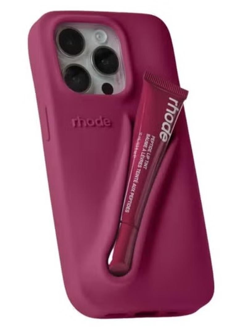 رود كفر الهاتف الخليوي حامل الشفاه سيليكون ، ملمع الشفاه الهاتف الخليوي حامل ، حامل الشفاه ، اي فون iPhone 14 الهاتف الخليوي حامل الشفاه الخلفي  ( التوت ) - Image 1