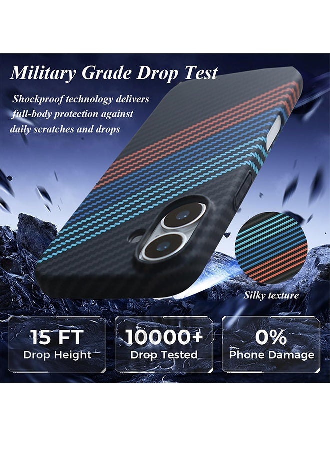 for iPhone 17 Case, Compatible with Mag-Safe Wireless Charging, Phone Case Women Slim Carbon Fiber Texture, Case for iPhone 17 Shockproof Anti-Scratch Strong Magnetic Protective Cover (Blue) - Image 2