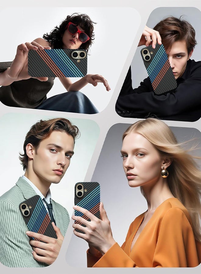 for iPhone 17 Case, Compatible with Mag-Safe Wireless Charging, Phone Case Women Slim Carbon Fiber Texture, Case for iPhone 17 Shockproof Anti-Scratch Strong Magnetic Protective Cover (Blue) - Image 5