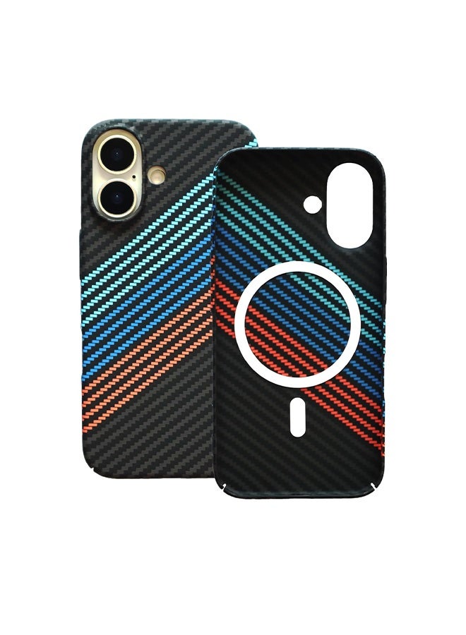 for iPhone 17 Case, Compatible with Mag-Safe Wireless Charging, Phone Case Women Slim Carbon Fiber Texture, Case for iPhone 17 Shockproof Anti-Scratch Strong Magnetic Protective Cover (Blue) - Image 1