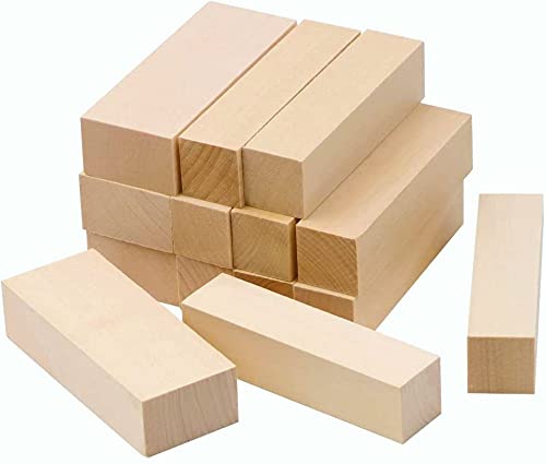KAHEIGN 14Pcs Basswood Carving Blocks 2 Size Unfinished Wood Blocks Smooth Whittlers Wood Carving Hobby Kit for Beginner Expert Carvers