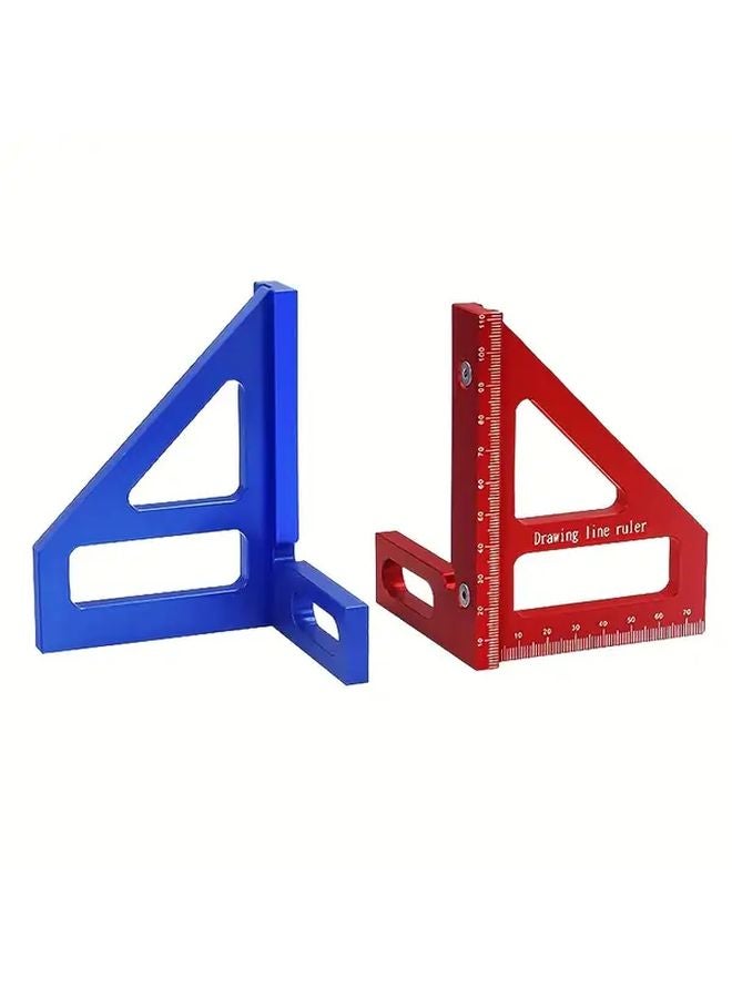 Red 45 90 Degree Aluminum Alloy Square Precision 3D Multi Angle Measuring Ruler Laser Engraved Scale - Image 4