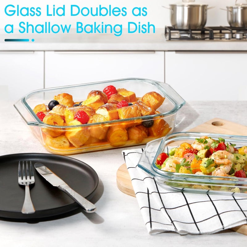 NUTRIUPS 1.4QT Small Glass Casserole Dish With Lid, 8.5×6.1in Rectangular Casserole Dish for Oven - Image 3