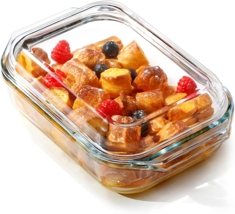 NUTRIUPS 1.4QT Small Glass Casserole Dish With Lid, 8.5×6.1in Rectangular Casserole Dish for Oven - Image 1
