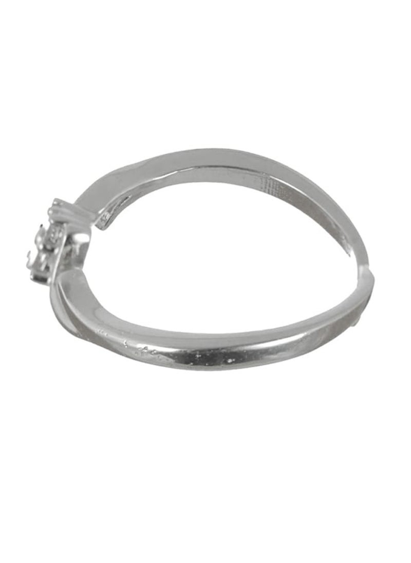 Priyaasi Women 925 Sterling White AD-Studded Adjustable Finger Ring  - Image 3