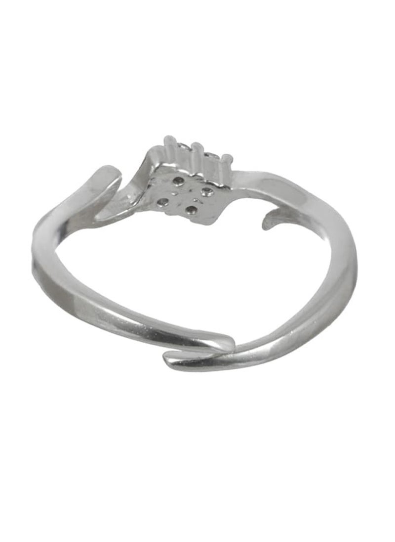 Priyaasi Women 925 Sterling White AD-Studded Adjustable Finger Ring  - Image 4