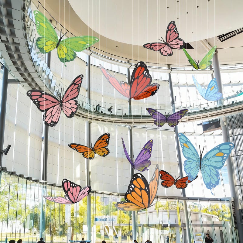 LemonSecret 18 Pcs Large Butterfly Party Decorations 3D Colorful Paper Butterfly Hanging Decoration 2 Sizes Paper Butterflies Birthday Party Supplies for Wedding Spring Baby Shower Room Ceiling Decor - Image 5