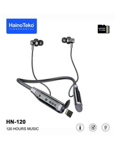 Haino Teko HN120 Bluetooth Neck Band Headphone 120 Hours Music With High Bass Sound Quality Super Clear Mic And TF Card Support Black  - Image 1