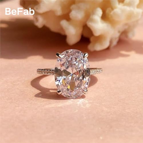 BeFab 925 Sterling Silver 14x10mm 5.81 Ct Oval Solitaire Engagement Ring Large Oval-cut Cz Cocktail Ring (5) - Image 2