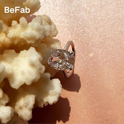 BeFab 925 Sterling Silver 14x10mm 5.81 Ct Oval Solitaire Engagement Ring Large Oval-cut Cz Cocktail Ring (5) - Image 3