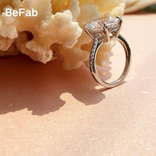 BeFab 925 Sterling Silver 14x10mm 5.81 Ct Oval Solitaire Engagement Ring Large Oval-cut Cz Cocktail Ring (5) - Image 4
