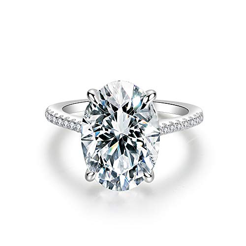 BeFab 925 Sterling Silver 14x10mm 5.81 Ct Oval Solitaire Engagement Ring Large Oval-cut Cz Cocktail Ring (5) - Image 1