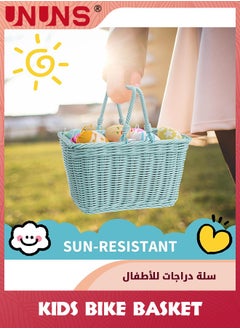 UNUNS Kids Bike Basket,Front Bicycle Bike Baskets For Kids,Small Wicker Bike Basket For Boys and Girls,Toddler Scooter Handlebar Basket,25x14cm,Blue  - Image 5