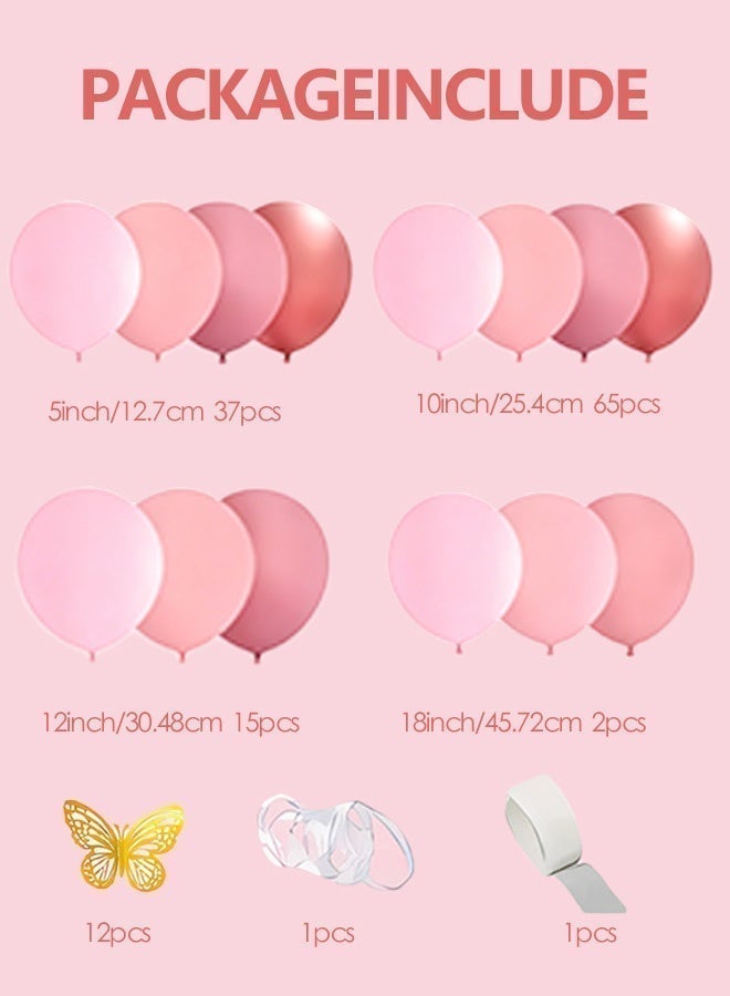 Nestvel Pink Butterfly Balloon Garland Kit - 133pcs Party Decor Balloon Toys, Latex Balloons with Butterfly Stickers for Birthday, Wedding, Baby Shower, Luxury Party Supplies - Image 2