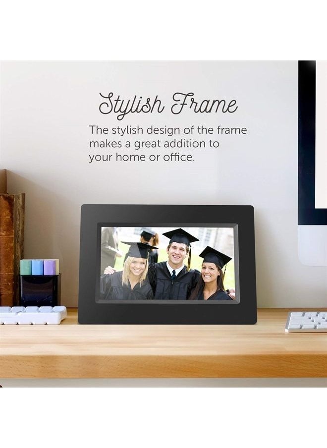 Aluratek - 7 Inch LCD Digital Photo Frame with Auto Slideshow Using USB & SD/SDHC (ADPF07SF) – Black - Image 1