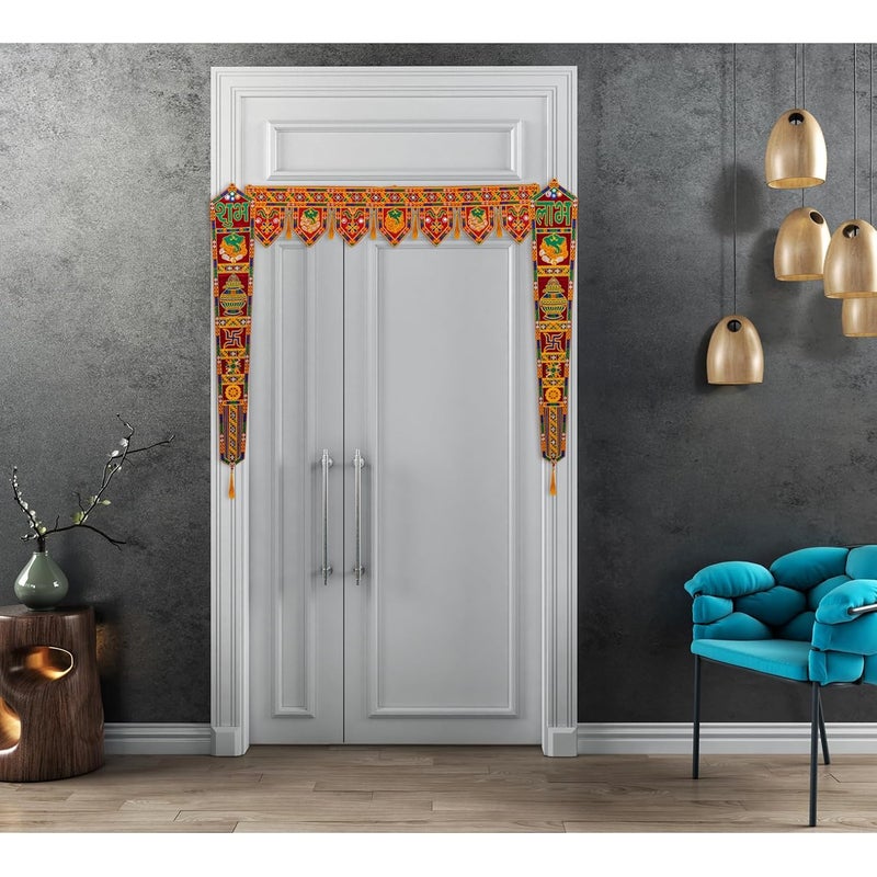 OMANZA Hanging Traditional Bandhanwar Toran for Diwali Decor Entrance Bandarwal with 2 pcs saakh for Home Decor - Image 5