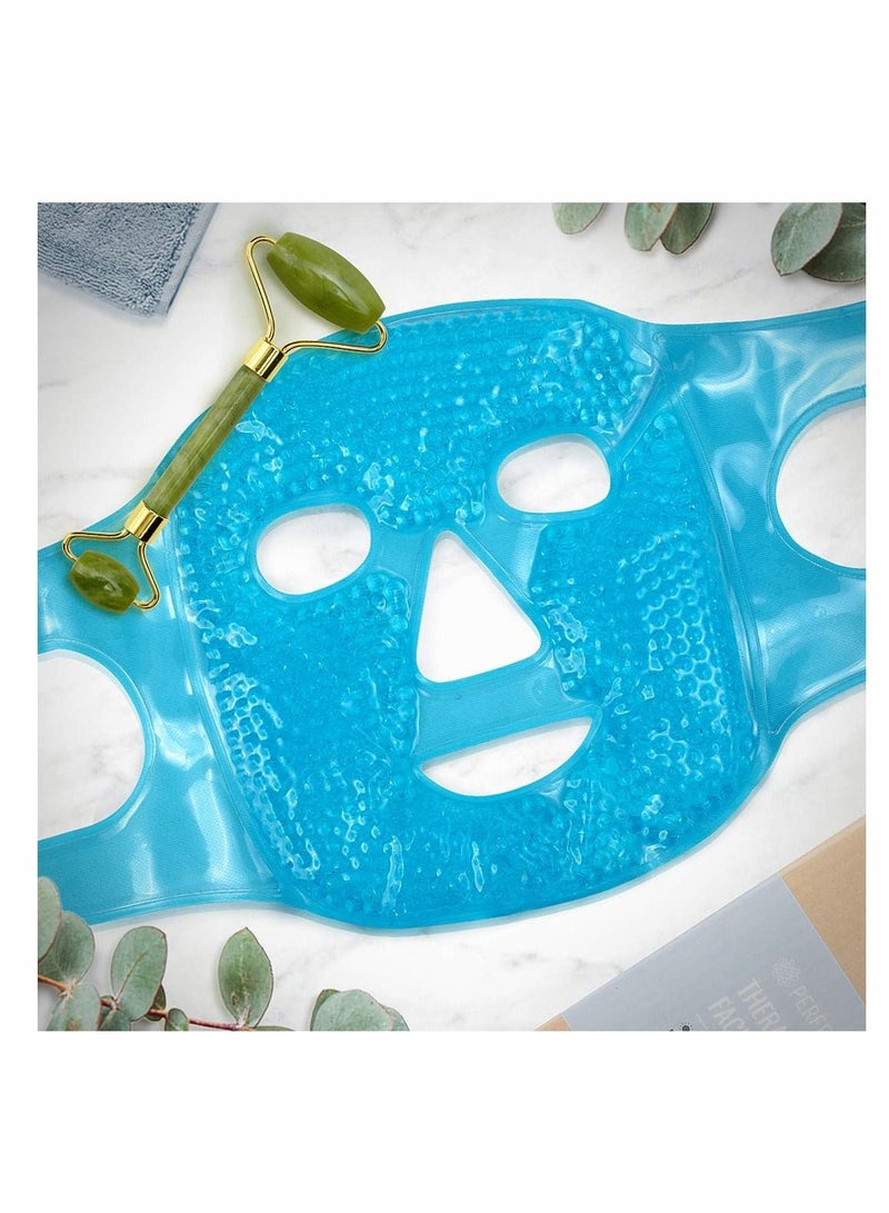 KASTWAVE قناع الثلج للوجه + بكرة اليشم - أداة تدليك الوجه والرقبة بكرة التجميل - مجموعة بكرة الوجه الحجرية وأقنعة الوجه للتجاعيد والخطوط الدقيقة ومكافحة الشيخوخة والانتفاخات والهالات السوداء والعناية بالبشرة بشكل عام - Image 2