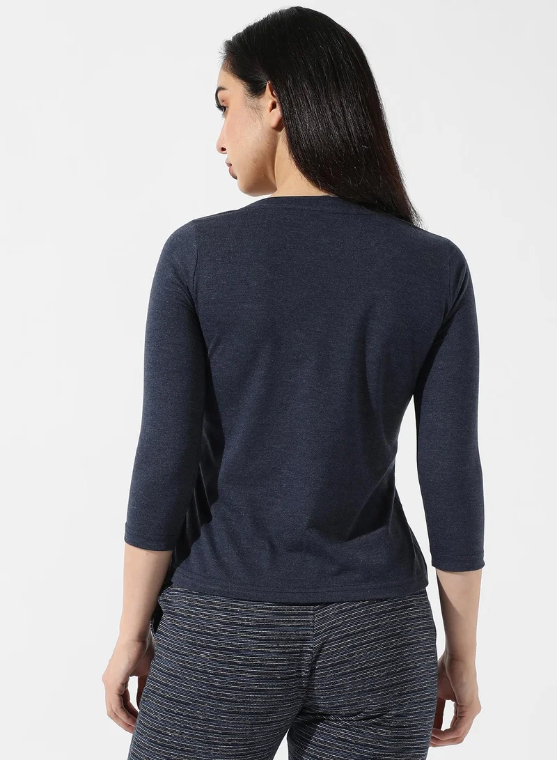 Pinacolada  Women's Solid Navy Blue Top for Women | Best Price UAE