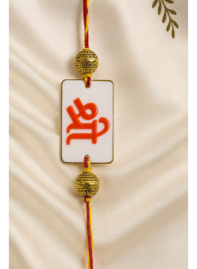 Handmade Shree Resin Rakhi with Roli-Chawal Unique Raksha Bandhan Rakhi
